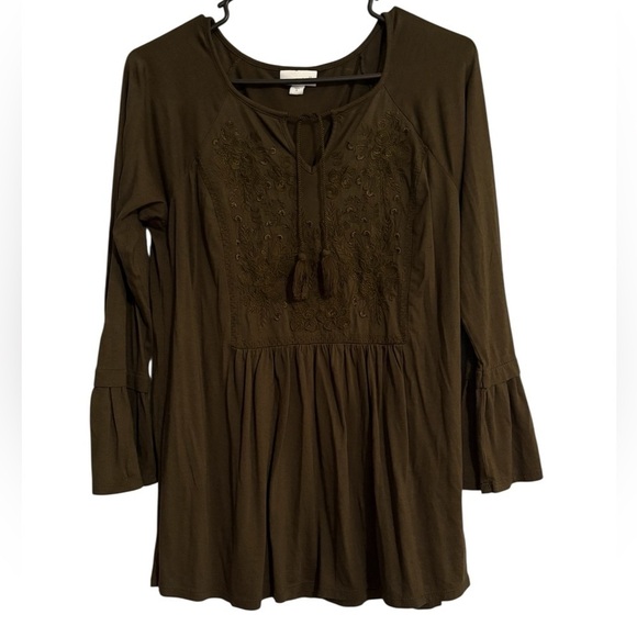 J. Jill Tops - J.jill Women's green  Embroidered blouse size:S
